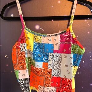 Papaya Vibrant Patchwork Bandana Cami in Multi-Color